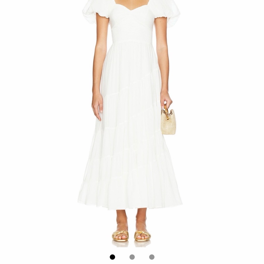 Free People White Maxi Dress with Puff Sleeves